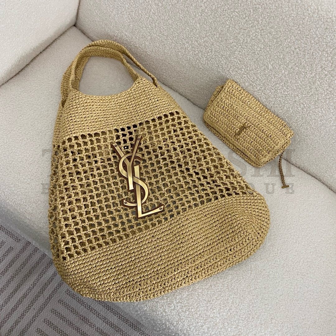 Sa1nt Lau*nt Icare Maxi Shopping Bag in Naturel Raffia Master Quality