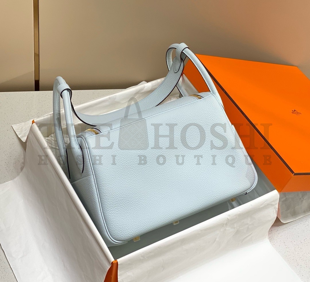 H**me5 Lindy 30cm Bag In Blue Brume Clemence Leather GHW Master Quality