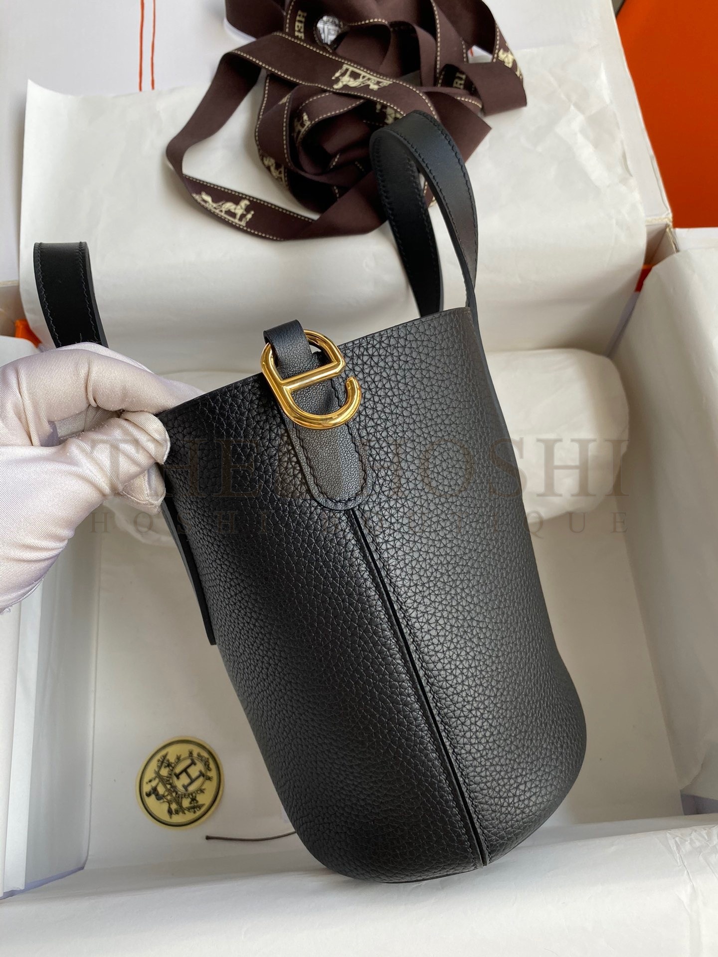 H**me5 In The Loop 18 Handmade Bag in Black Clemence Leather Master Quality