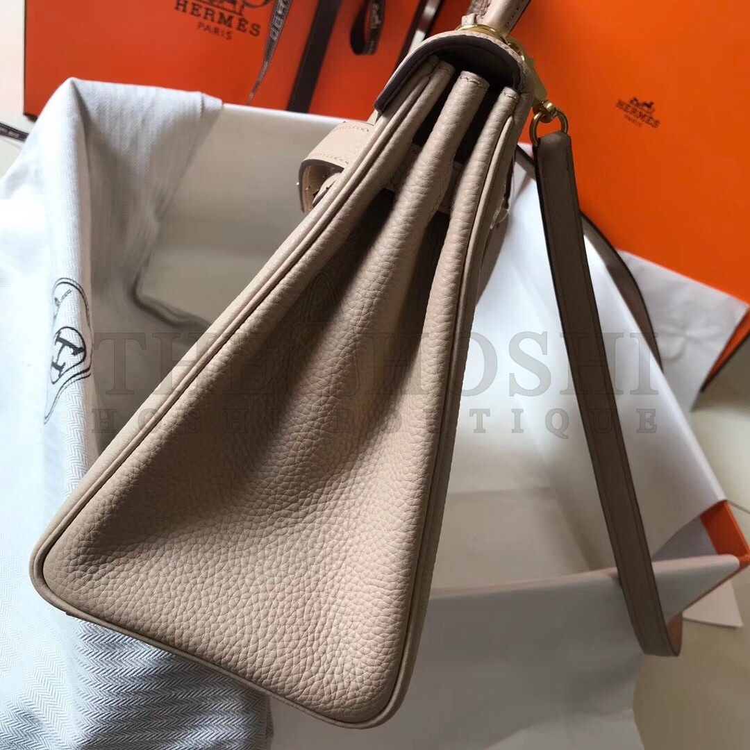 H**me5 Kelly 32cm Retourne Bag In Argile Clemence Leather Master Quality