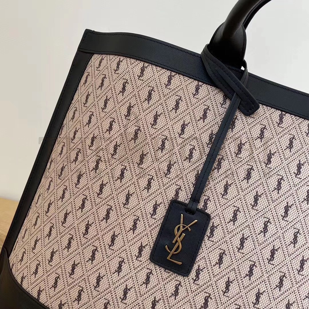 Sa1nt Lau*nt Monogram All Over Cabas Tote In Canvas Master Quality