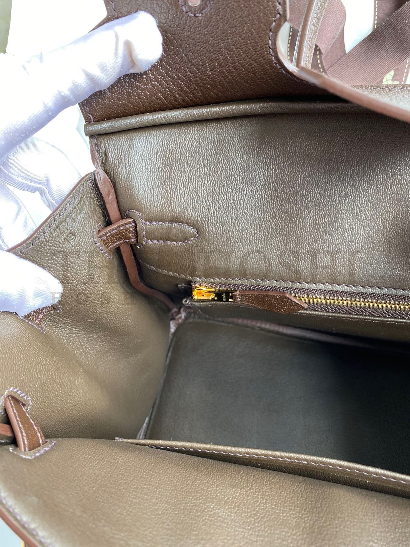 H**me5 Birkin 25 Retourne Handmade Bag In Chocolat Chevre Mysore Leather Master Quality