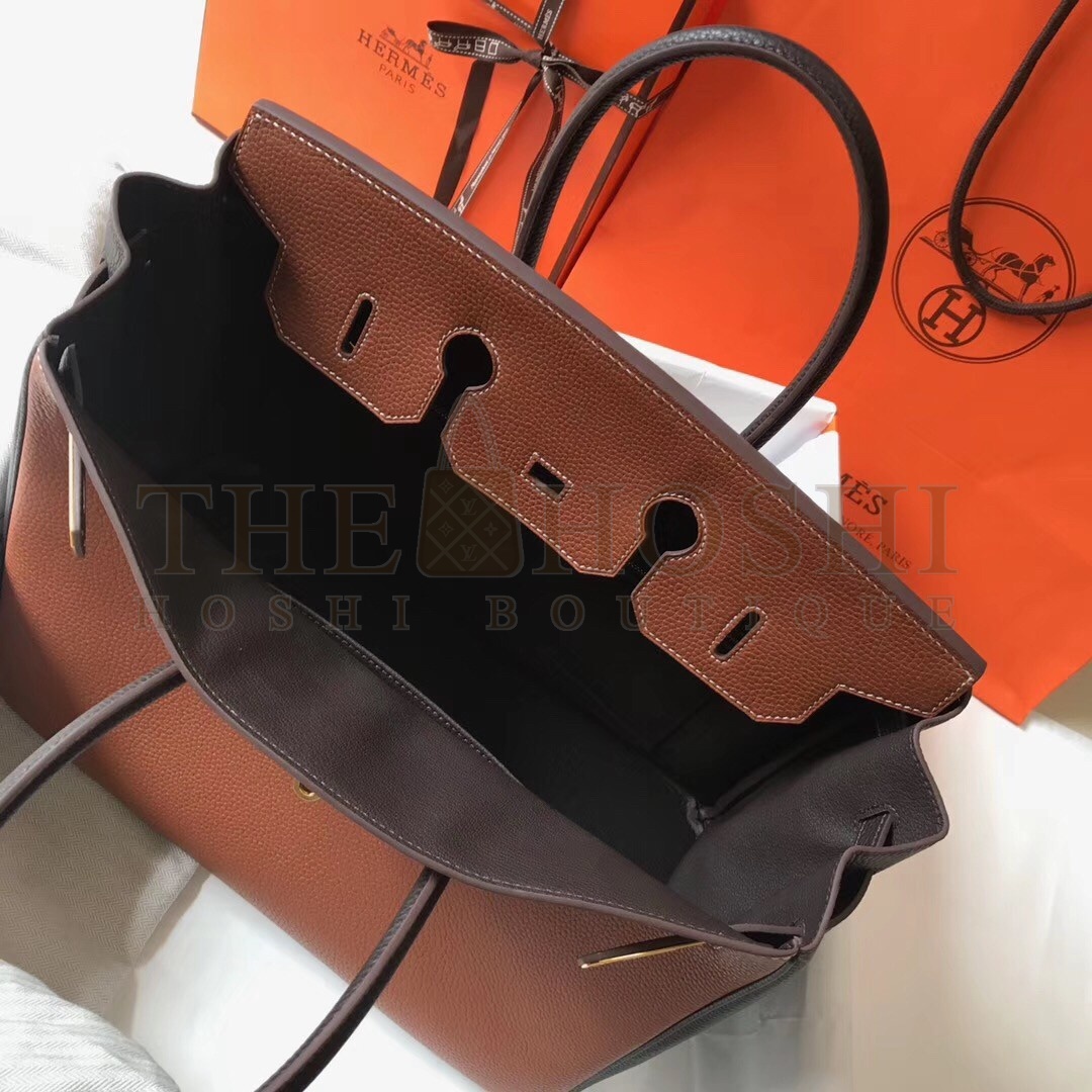 H**me5 Bi-Color Birkin 35cm Bag In Brown/Black Clemence Leather Master Quality