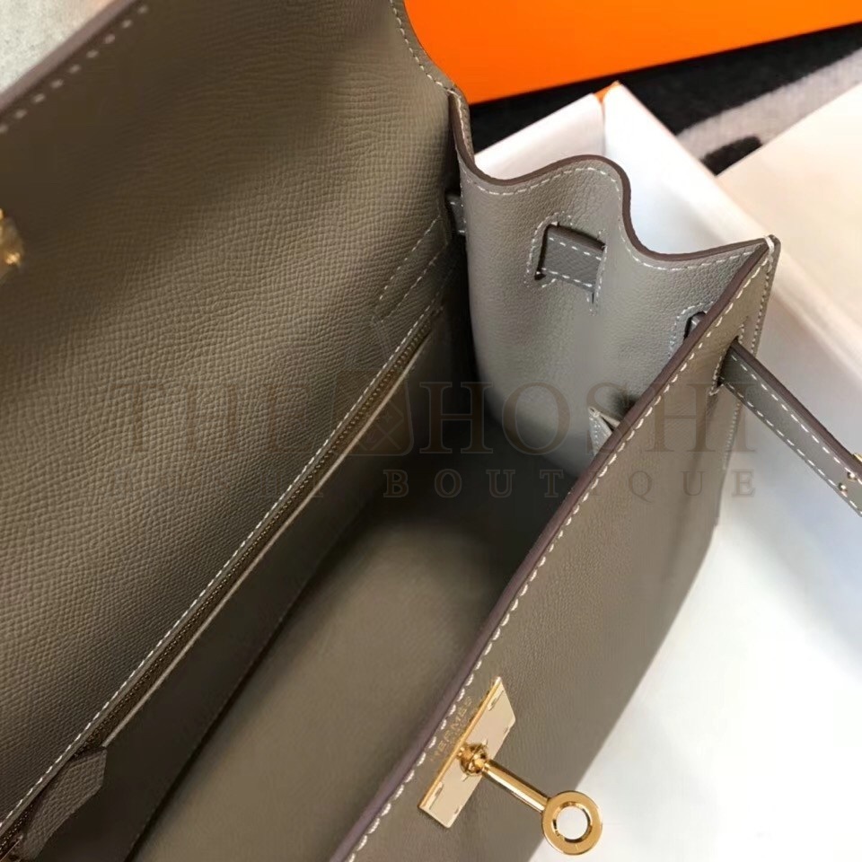 H**me5 Gris Asphalt Epsom Kelly 28cm Sellier Bag GHW Master Quality
