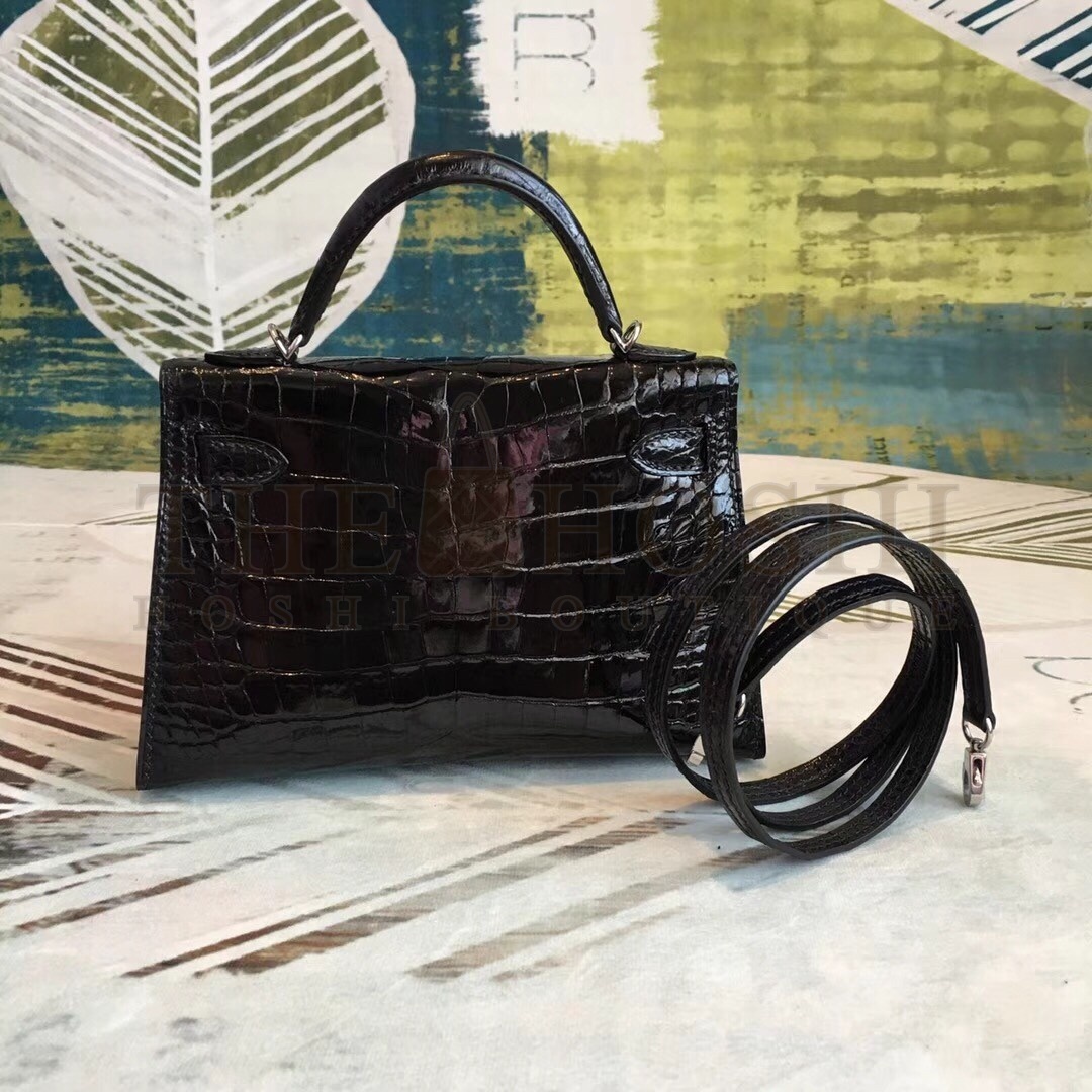H**me5 Black Alligator Kelly Mini II Handmade Bag Master Quality