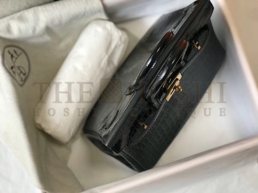 H**me5 Birkin 25cm Bag In Black Embossed Crocodile Leather Master Quality
