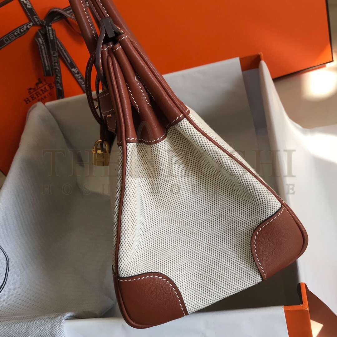 H**me5 Birkin 30 Bag in Canvas With Barenia Leather Master Quality