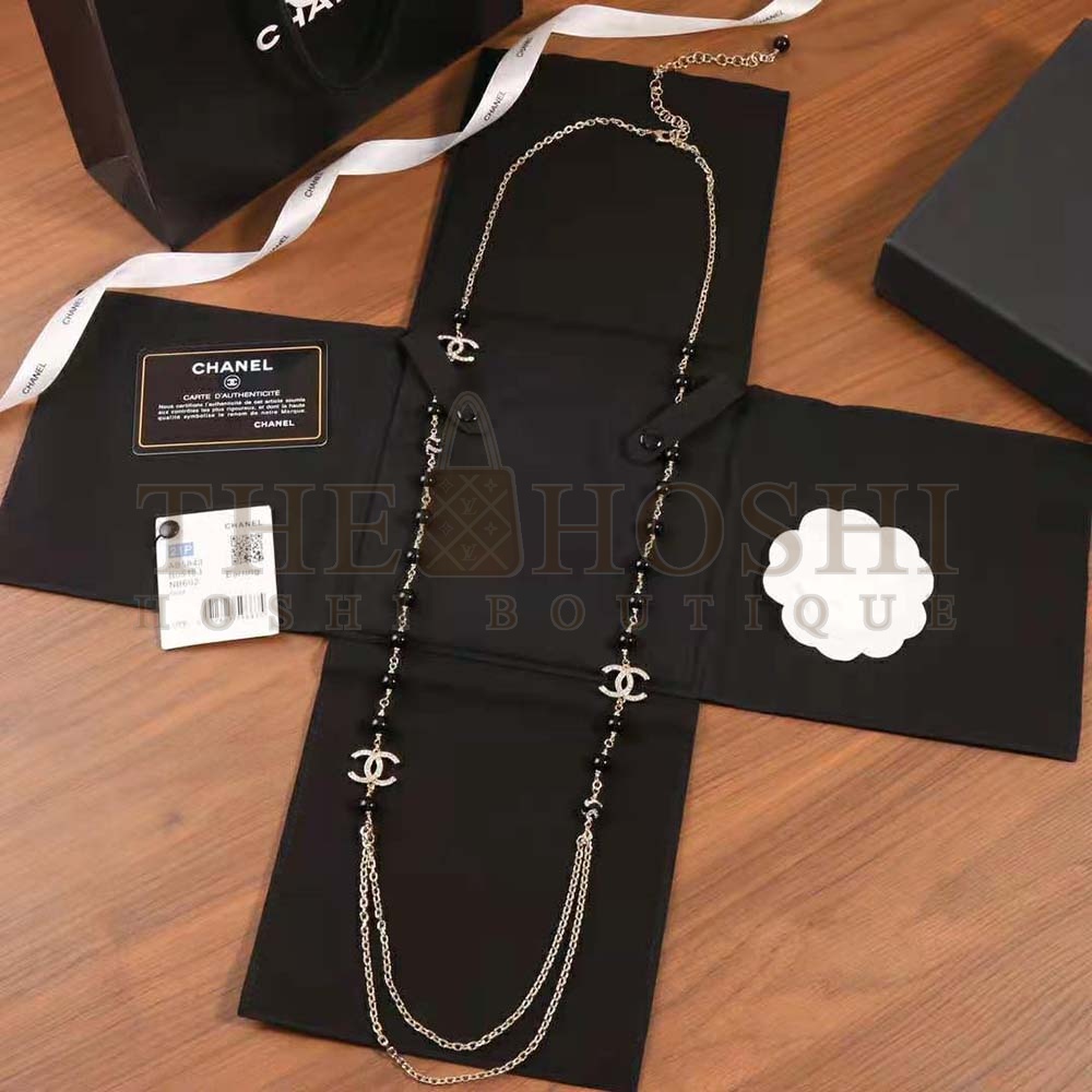 Ch**el Women Long Necklace in Metal Glass Pearls and Strass Master Quality