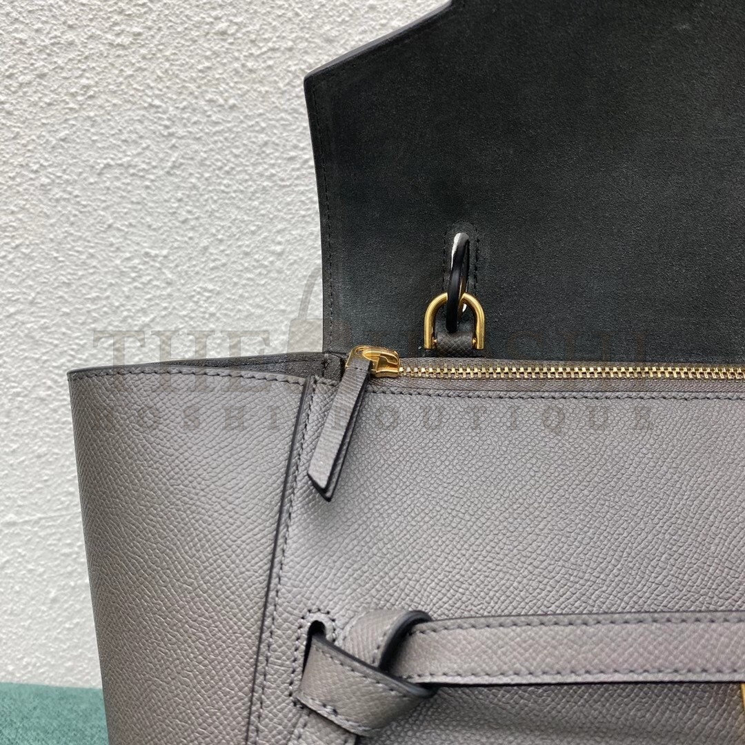 Ce1i*e Belt Mini Bag In Grey Grained Calfskin Master Quality