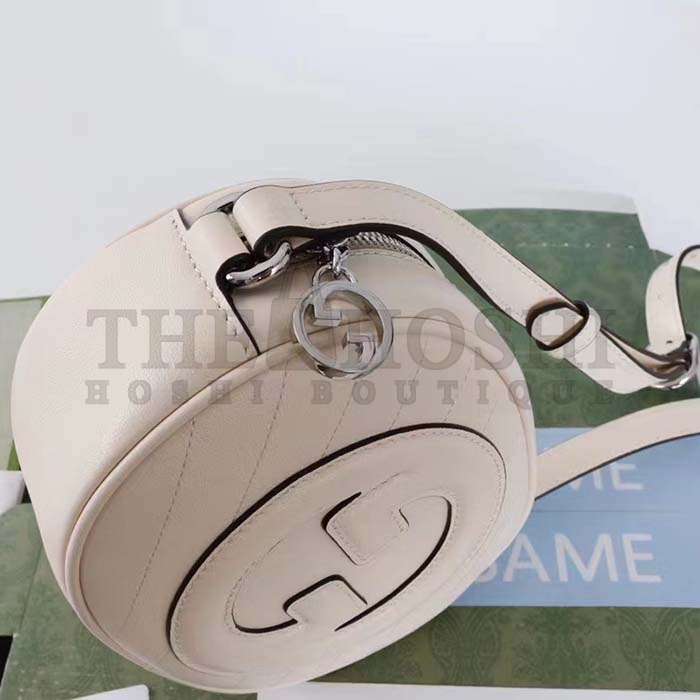 Gvc*1 Women GG Blondie Mini Shoulder Bag White Leather Round Interlocking G Patch Master Quality