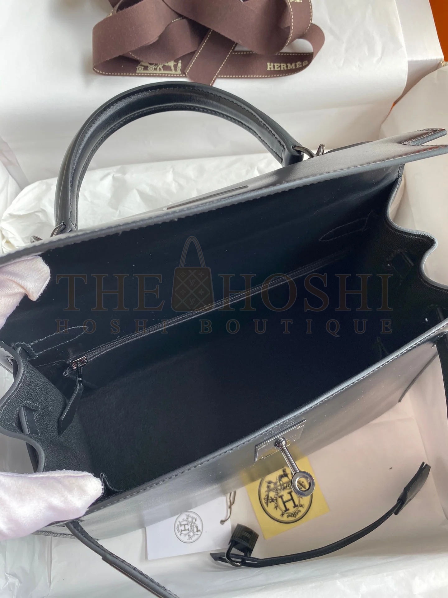 H**me5 Kelly Sellier 28 Handmade Bag In Black Box Calfskin Master Quality