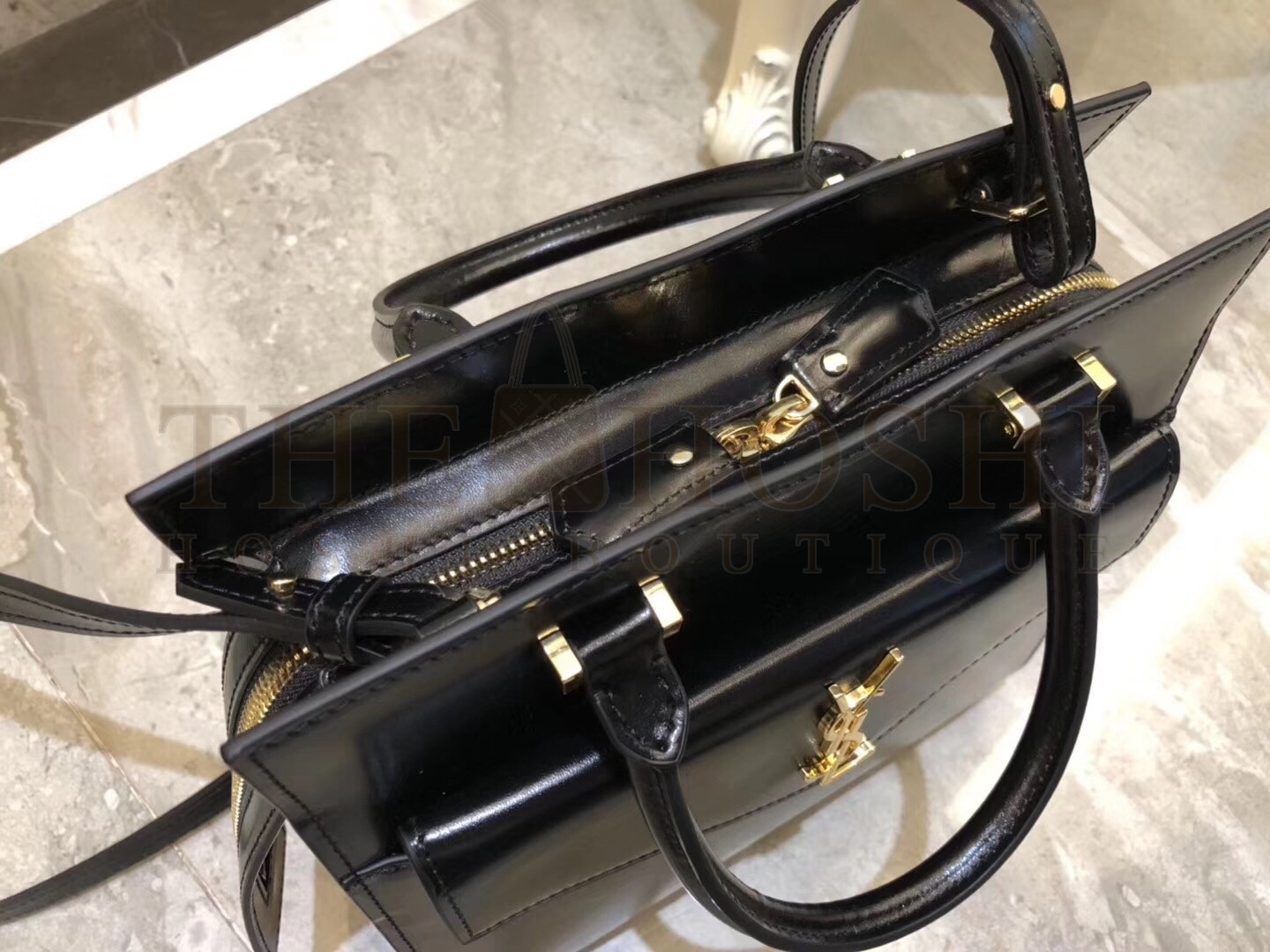 Sa1nt Lau*nt Uptown Small Tote In Black Smooth Leather Master Quality
