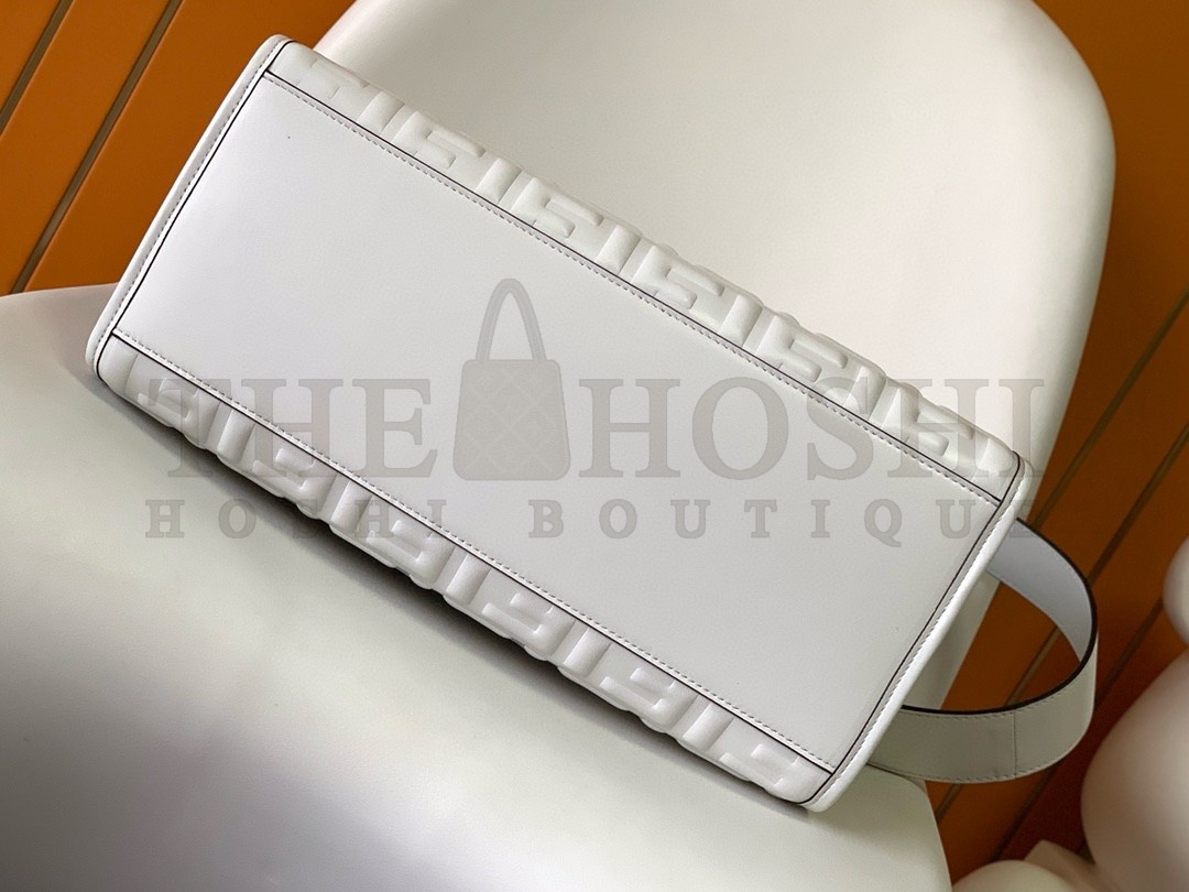 F**di Sunshine Medium Tote Bag In White FF Calfskin Master Quality