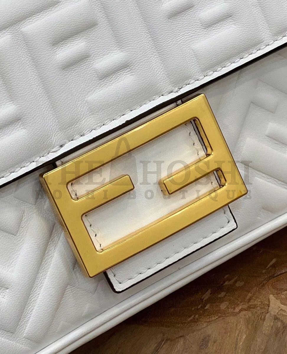 F**di Baguette Chain Midi Bag In White Nappa Leather Master Quality