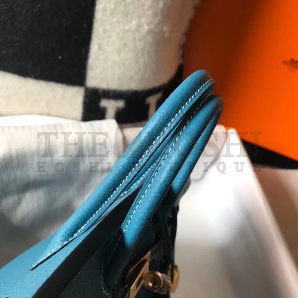 H**me5 Birkin 25 Bag In Blue Jean Clemence Leather with GHW Master Quality