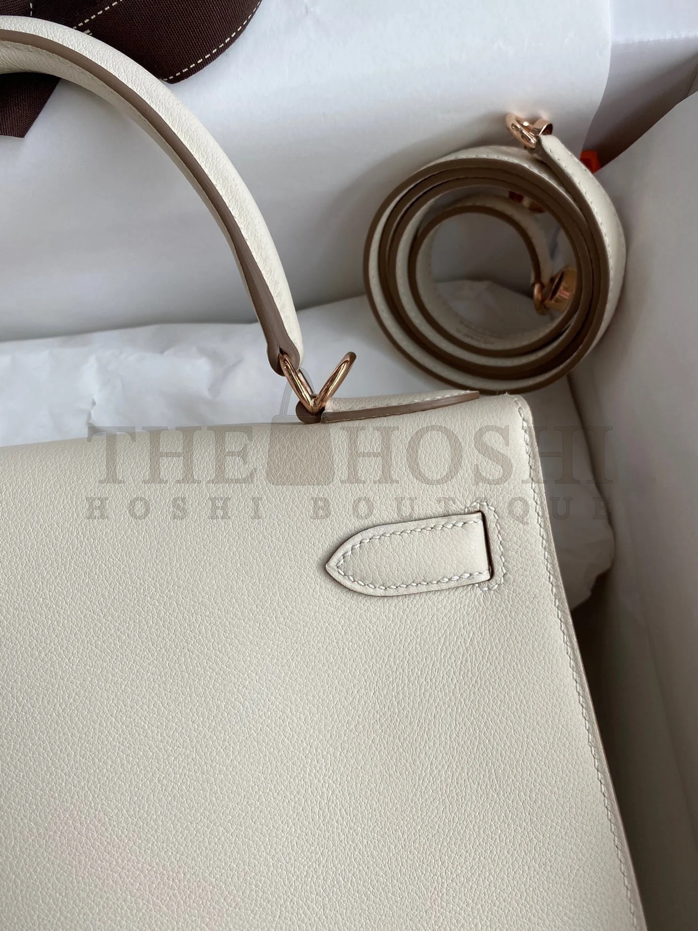 H**me5 Kelly Sellier 28 Handmade Bag In Craie Evercolor Calfskin Master Quality
