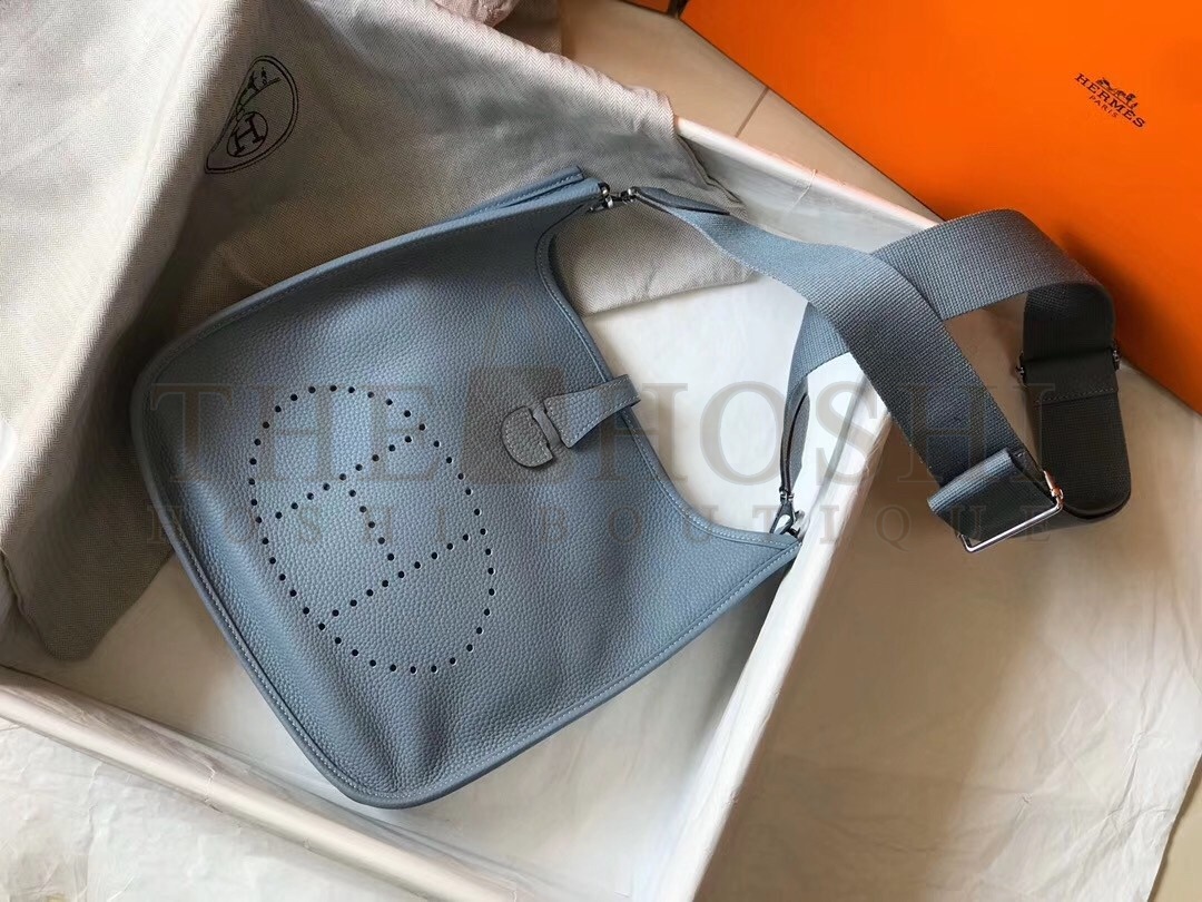 H**me5 Evelyne III 29 Bag In Blue Lin Clemence Leather Master Quality
