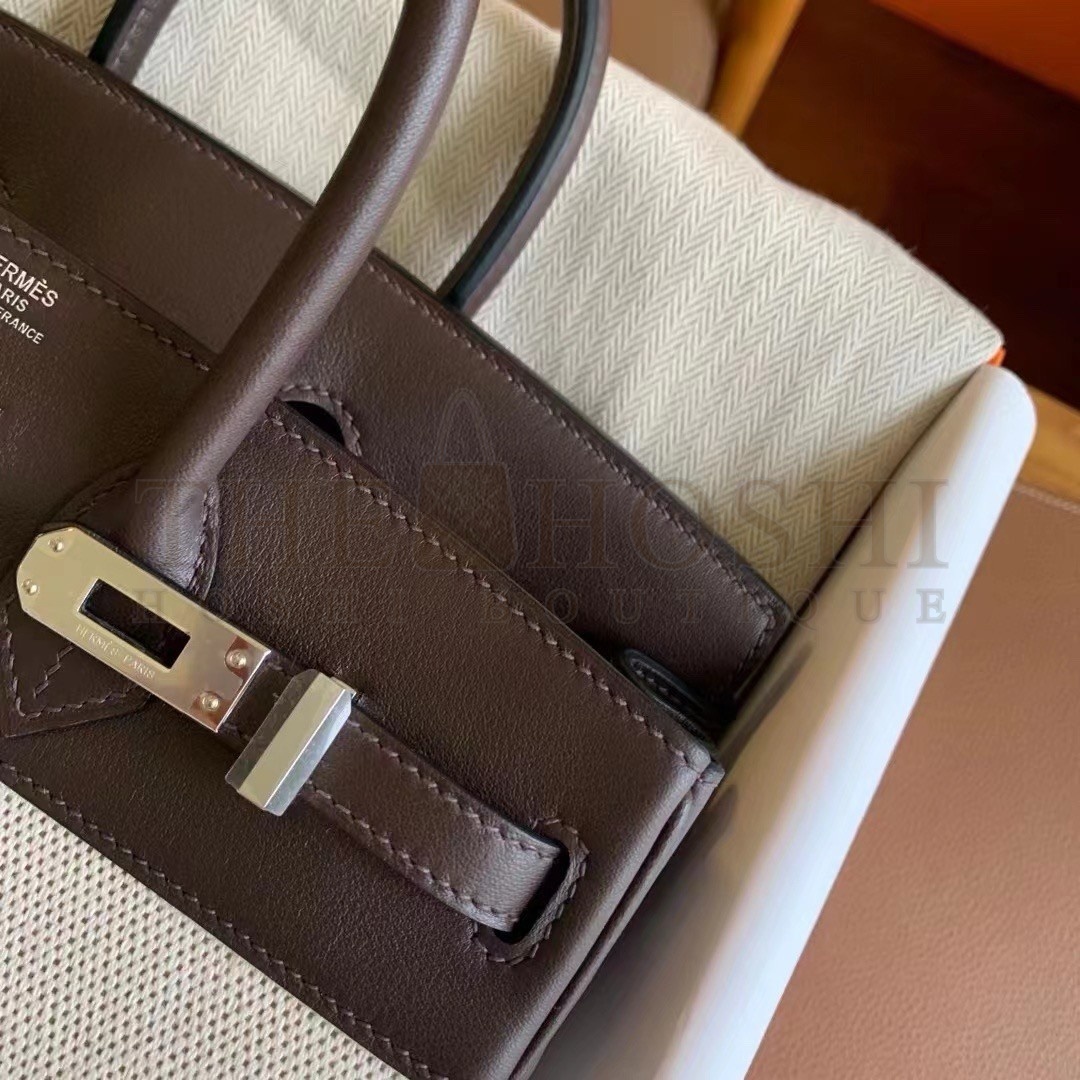 H**me5 Birkin 25 Handmade Bag In Toile & Chocolat Swift Leather Master Quality