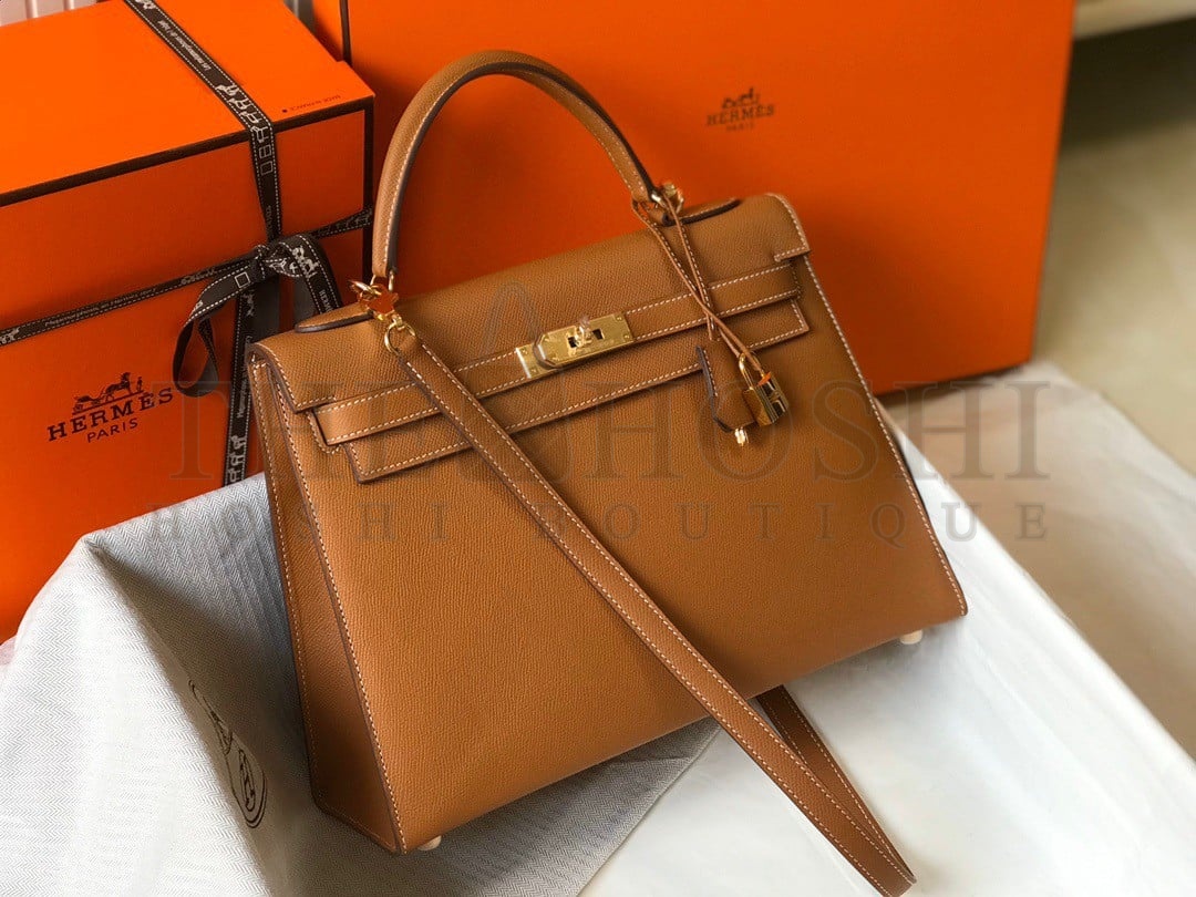 H**me5 Kelly 32cm Sellier Bag in Gold Epsom Calfskin GHW Master Quality