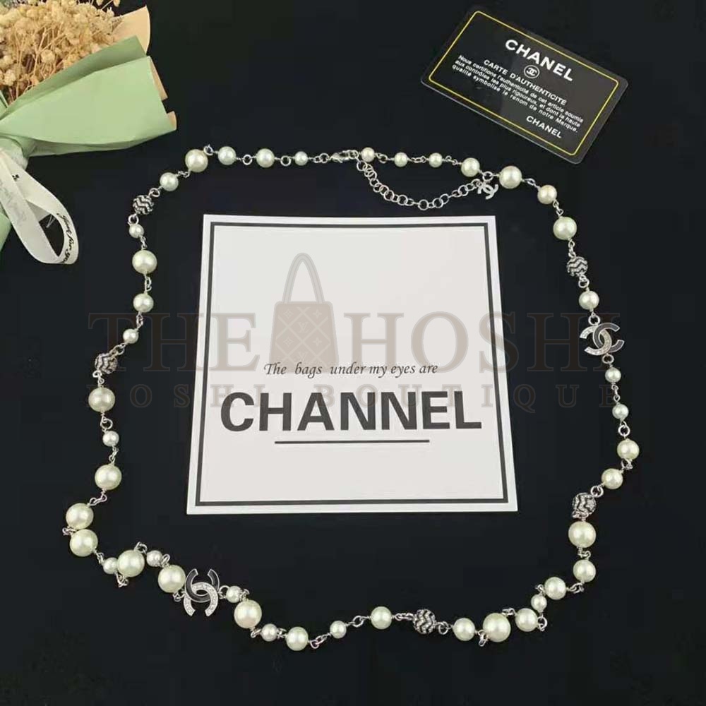 Ch**el Women Long Necklace in Metal Glass Pearls and Strass Master Quality