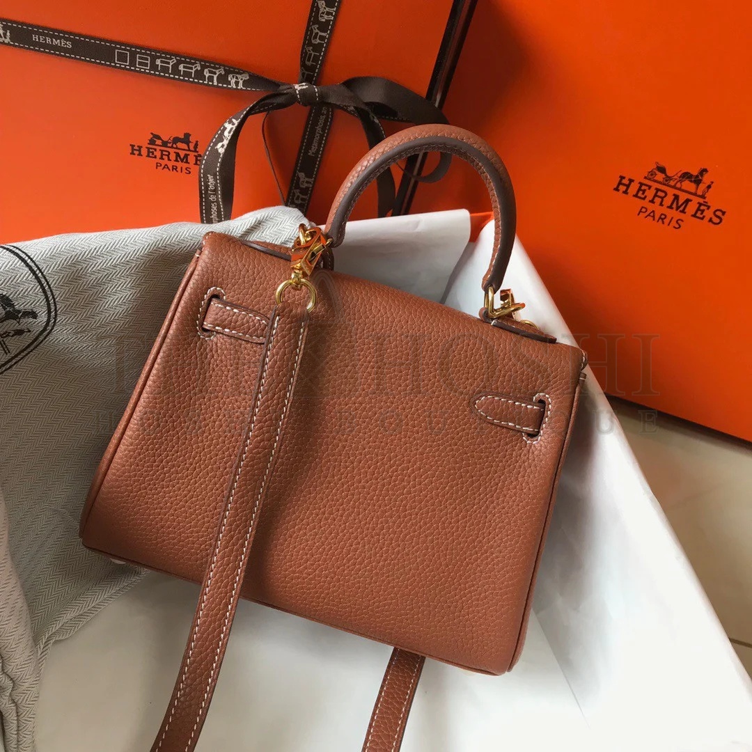 H**me5 Kelly 20cm Bag In Gold Clemence Leather GHW Master Quality
