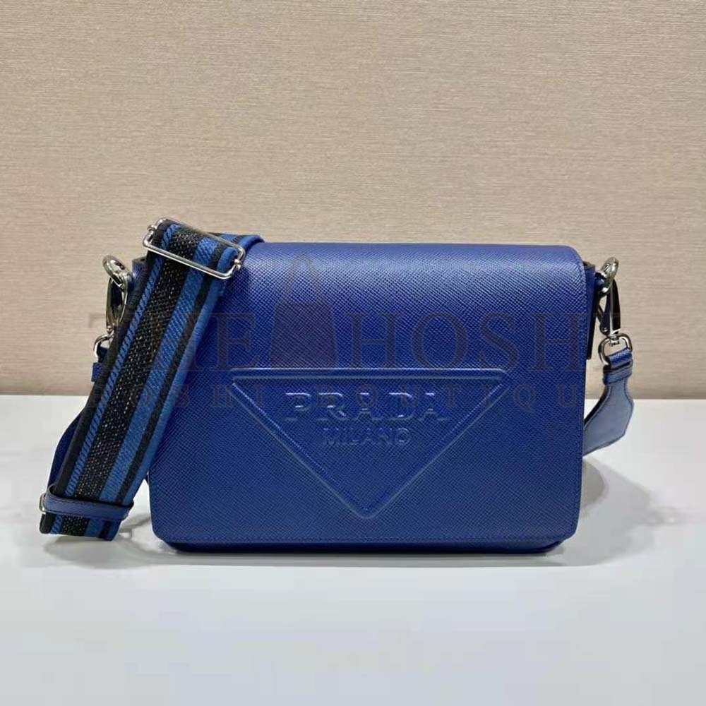 Pra*a Women Saffiano Leather Shoulder Bag with Sleek-Navy Master Quality