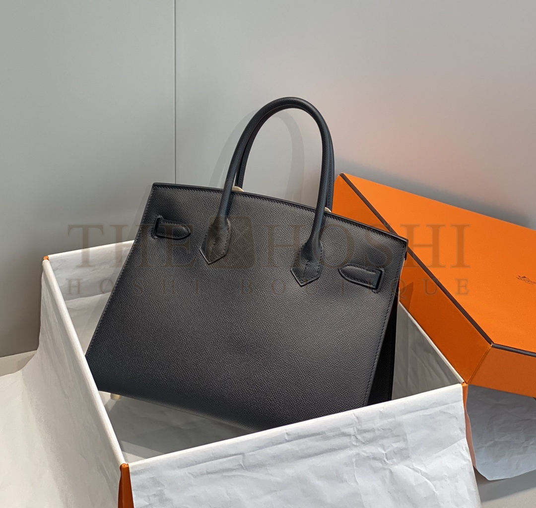 H**me5  Birkin Bag 30cm Epsom Leather Black Gold Hardware Master Quality