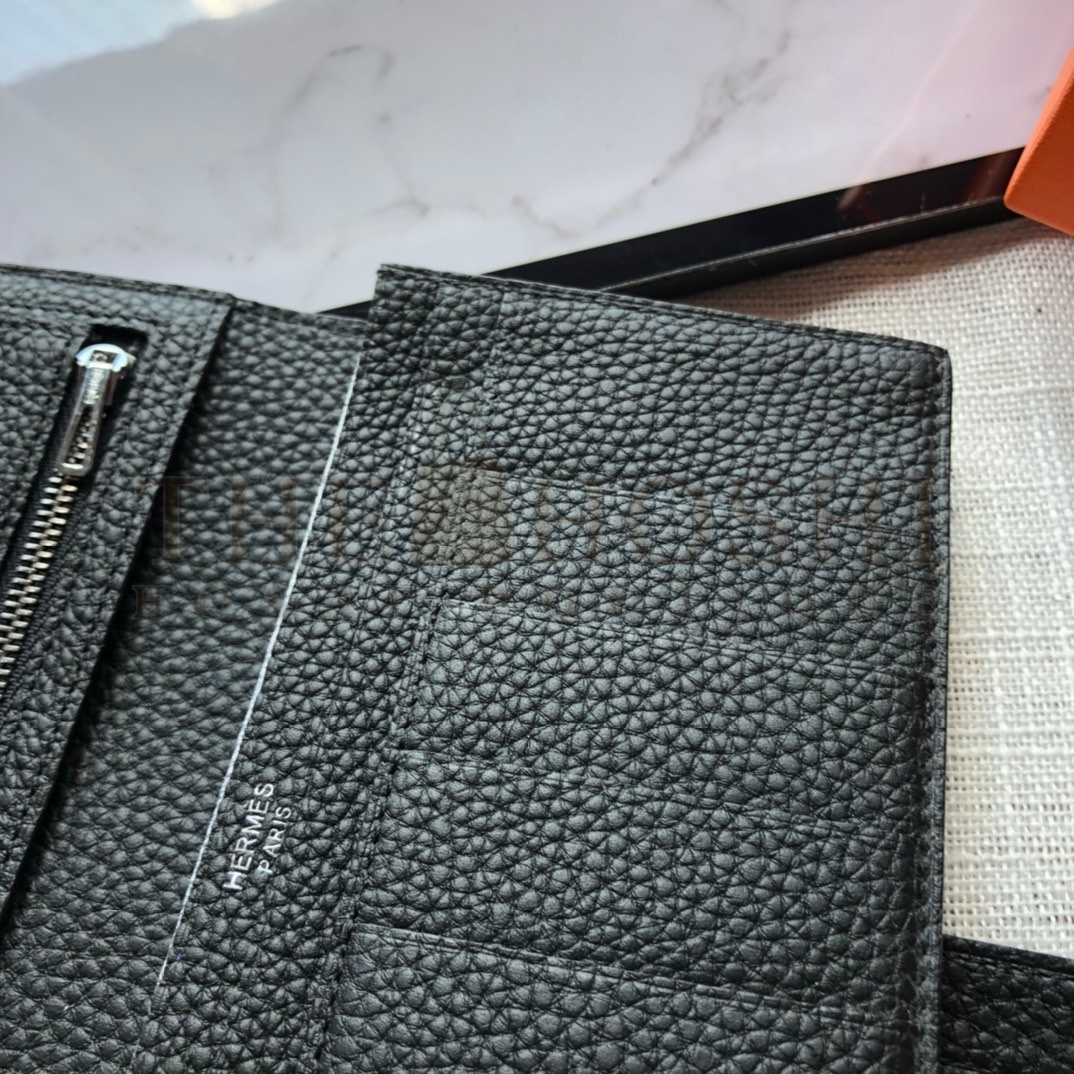 H**me5 H Bearn Long Wallet 17.5x9.5cm Black Togo Leather Master Quality