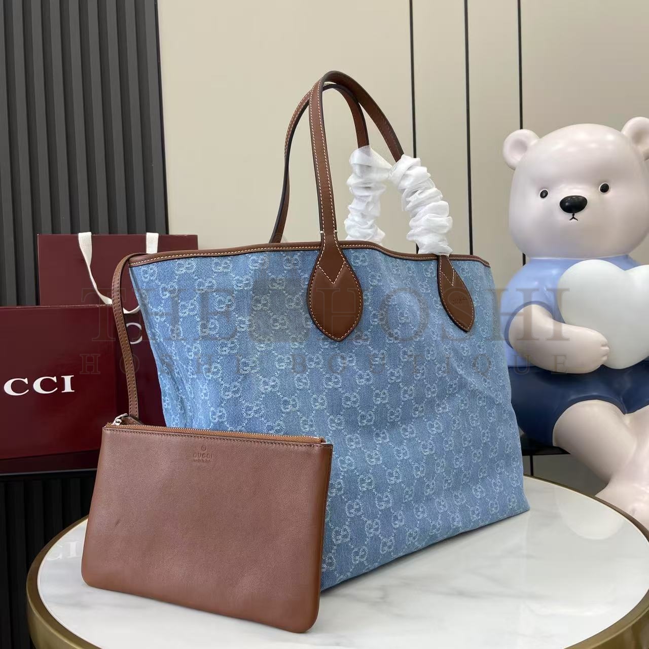 Gvc*1 GG Totissima Denim Tote Bag 30.5x28x27cm Master Quality
