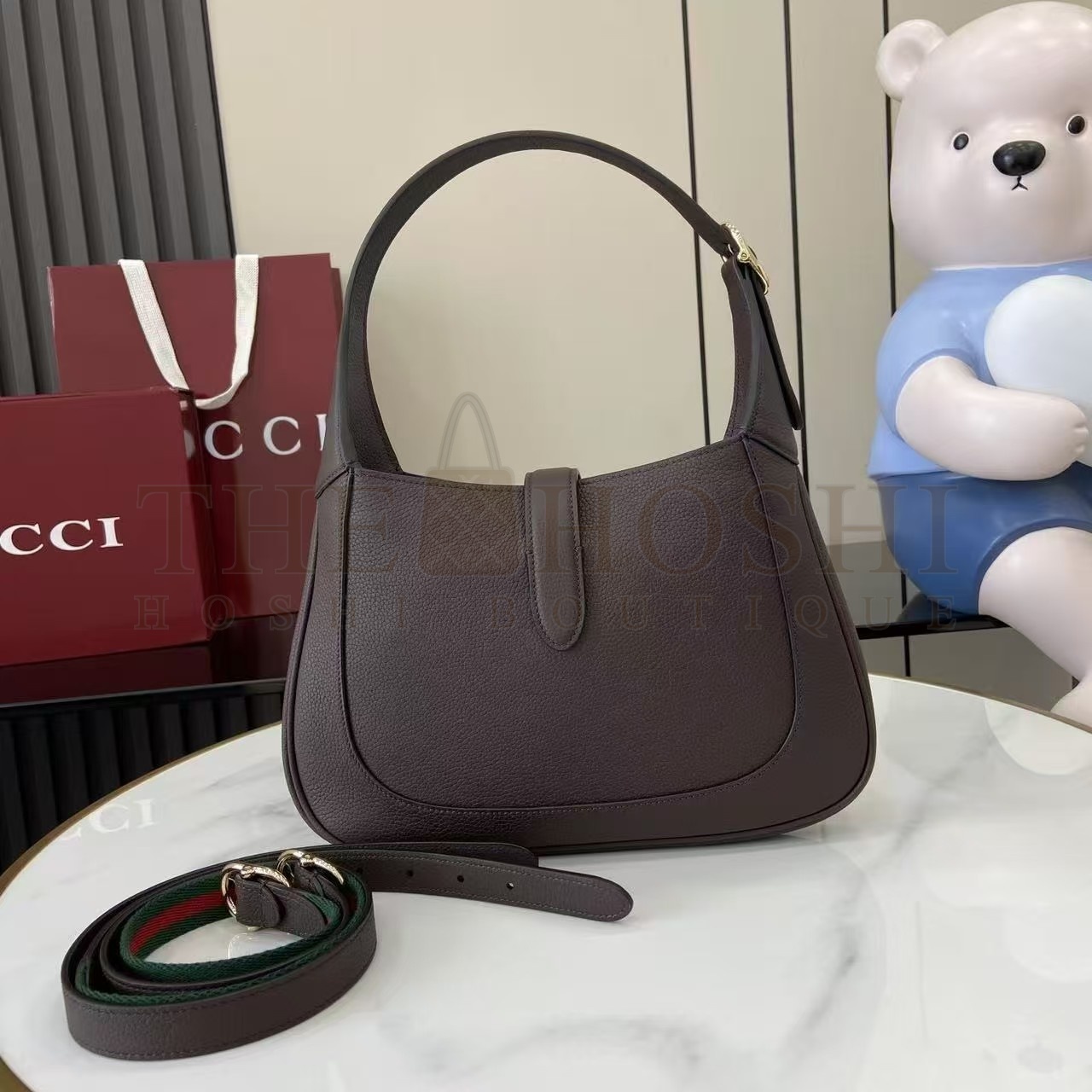 Gvc*1 GG Jackie Rosso Ancora Red Grain Calfskin Soft Tote Bag 40x38x10cm 813650 Master Quality