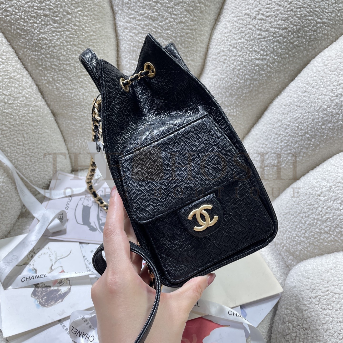 Ch**el 25B Drawstring Backpack – Lambskin Quilted Leather Double Shoulder Bag Size 23*14*23cm Master Quality
