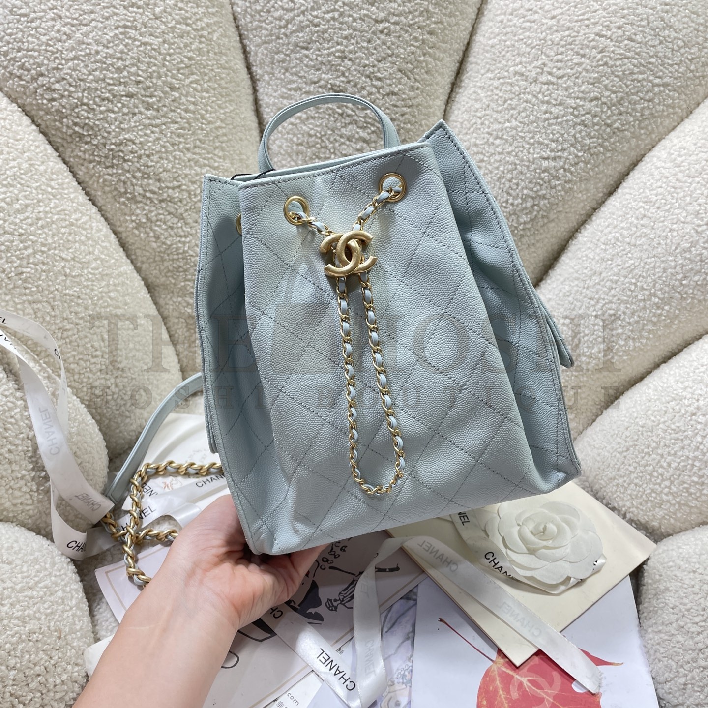 Ch**el 25B Drawstring Backpack – Lambskin Quilted Leather Double Shoulder Bag Size 23*14*23cm Master Quality