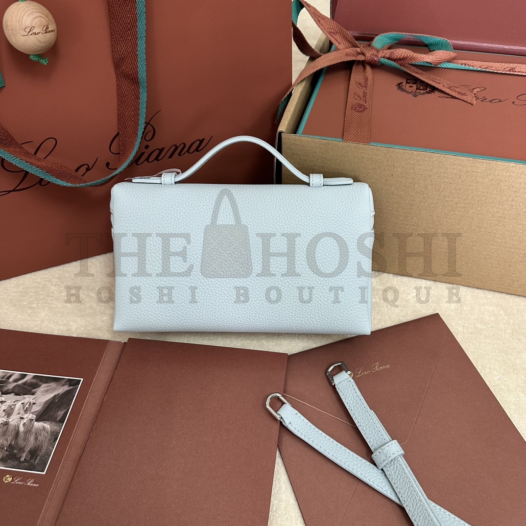 L0r0 P1ana LP L19 Extra Pocket Ostrich Leather Clutch Crossbody Bag 19x6.5x11cm Master Quality