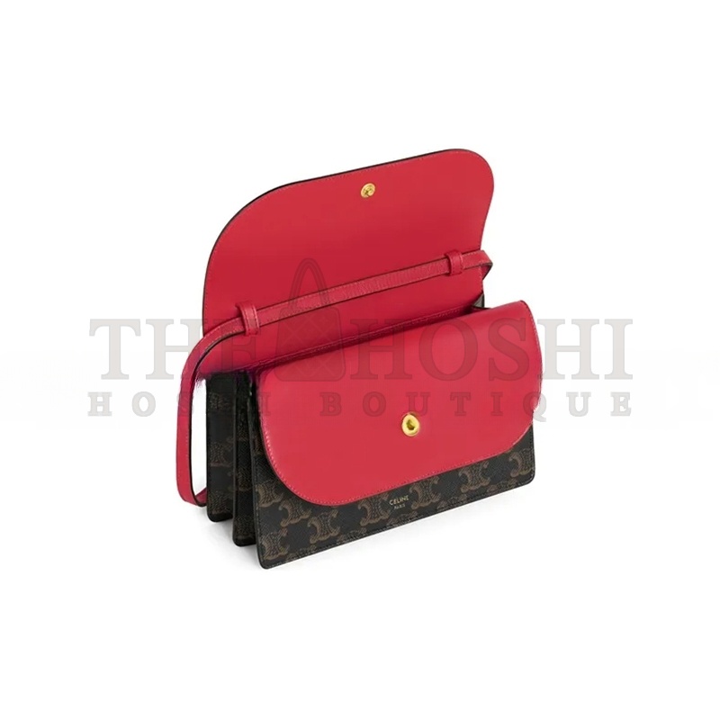 Ce1i*e CROSSBODY BAG IN TRIOMPHE CANVAS AND SMOOTH LAMBSKIN 10D852CIX.27ED (20*11.5cm) Master Quality