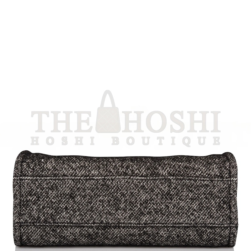 Ch**el SMALL DEAUVILLE SHOPPING BAG BLACK WOOL SILVER HARDWARE (35*27*16cm) Master Quality