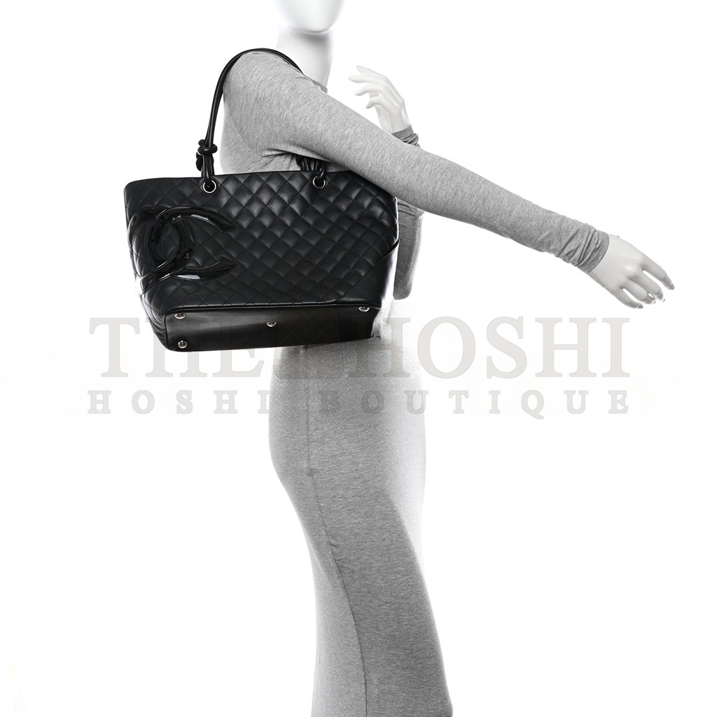 Ch**el CALFSKIN QUILTED LARGE CAMBON TOTE BLACK (30*25*15cm) Master Quality