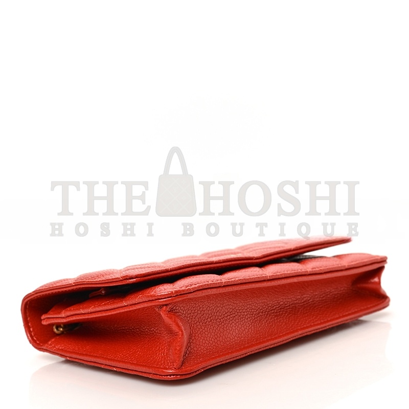 Ch**el CAVIAR QUILTED WALLET ON CHAIN WOC RED (19*13*4cm) Master Quality