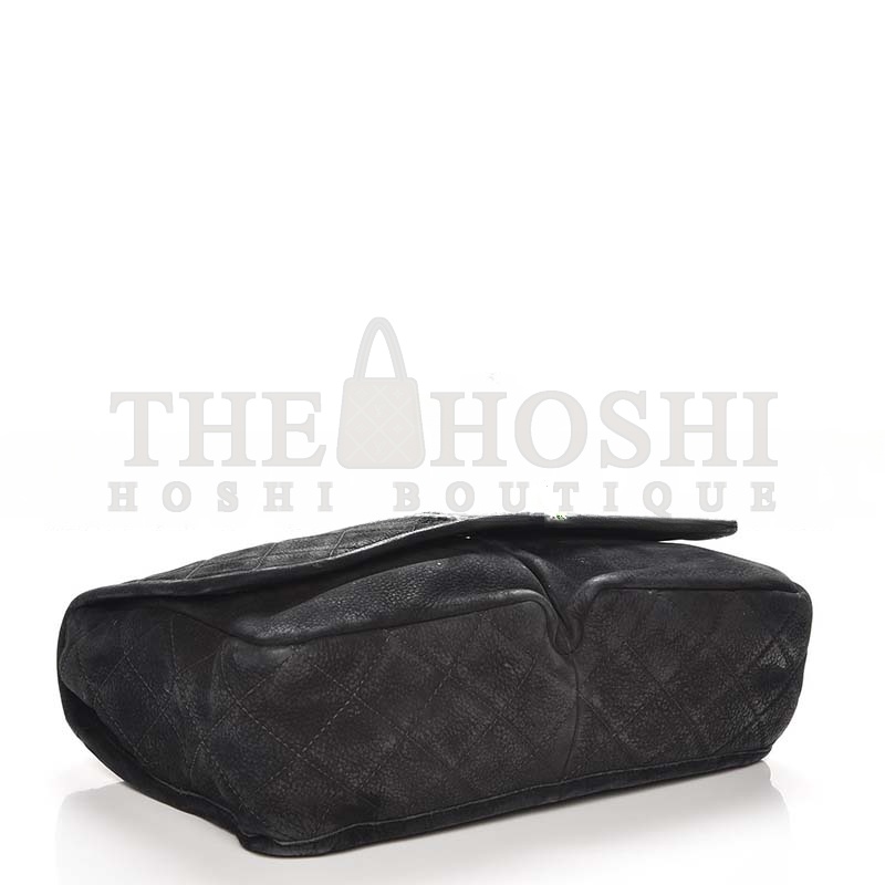 Ch**el LARGE ULTRA SOFT SUEDE CALFSKIN NATURAL BEAUTY FLAP BLACK (33*22*9cm) Master Quality