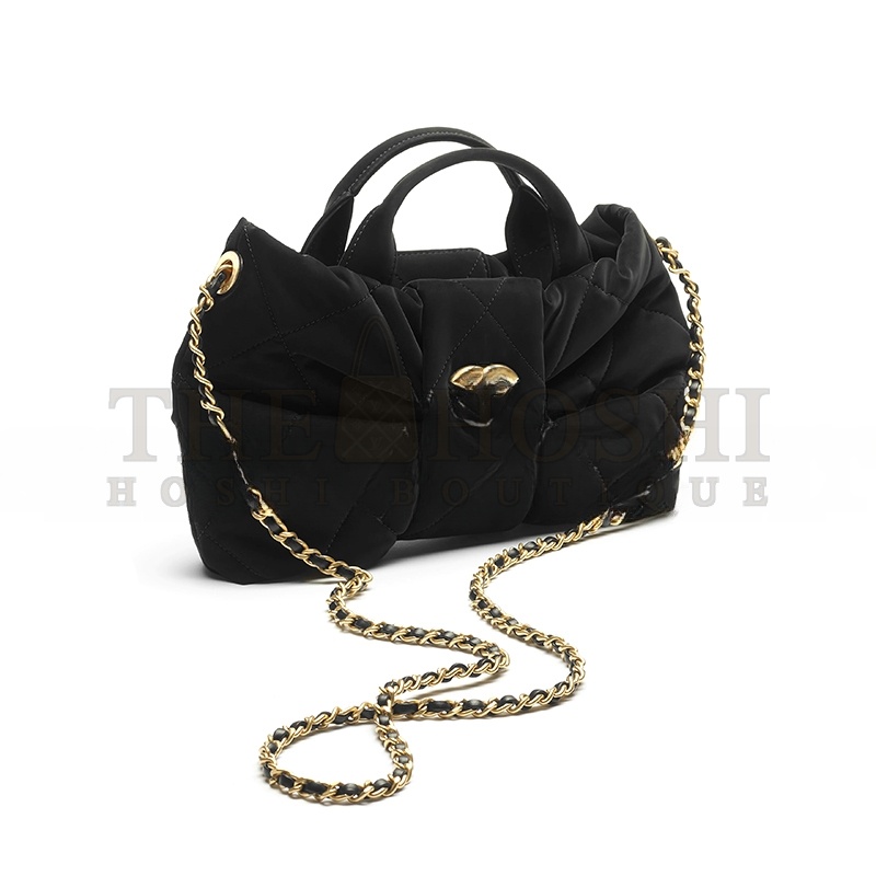 Ch**el MINI BOW BAG VELVET-EFFECT NYLON AS5849 02 (26*18*5cm) Master Quality