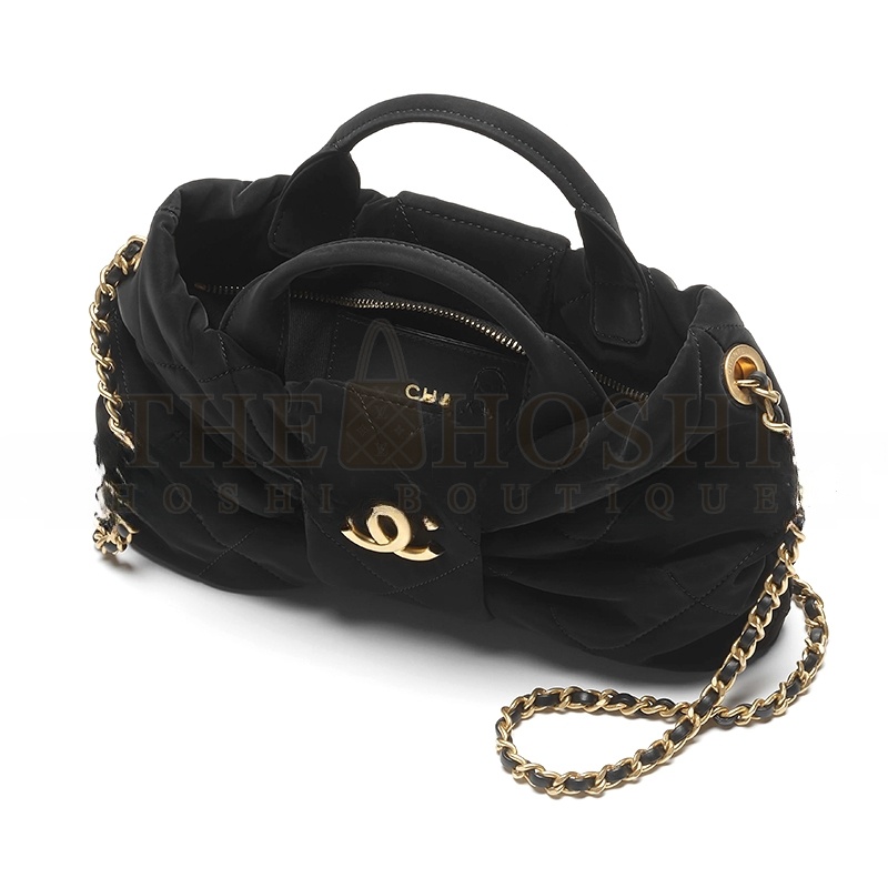 Ch**el MINI BOW BAG VELVET-EFFECT NYLON AS5849 02 (26*18*5cm) Master Quality