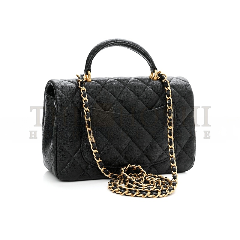 Ch**el CAVIAR QUILTED MINI TOP HANDLE FLAP 1224315 (20*12*7cm) Master Quality