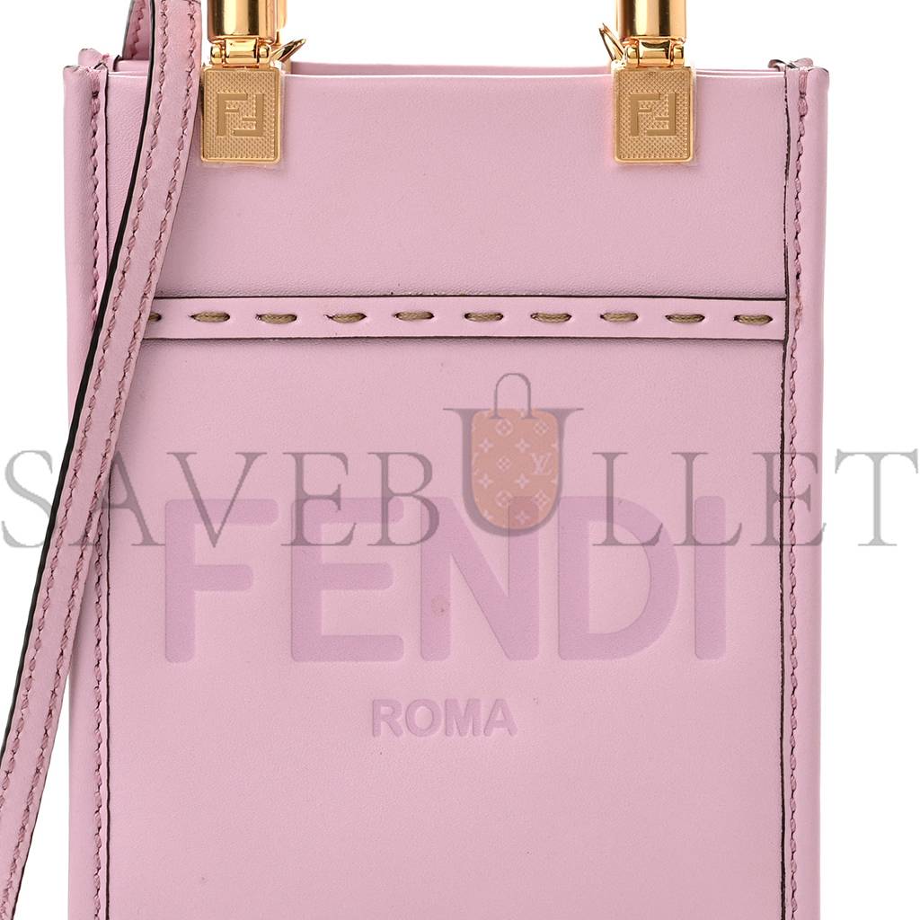 F**di VITELLO KING PLEXIGLASS MINI F**di SUNSHINE SHOPPER TOTE LAVANDA (17*13*5cm) Master Quality