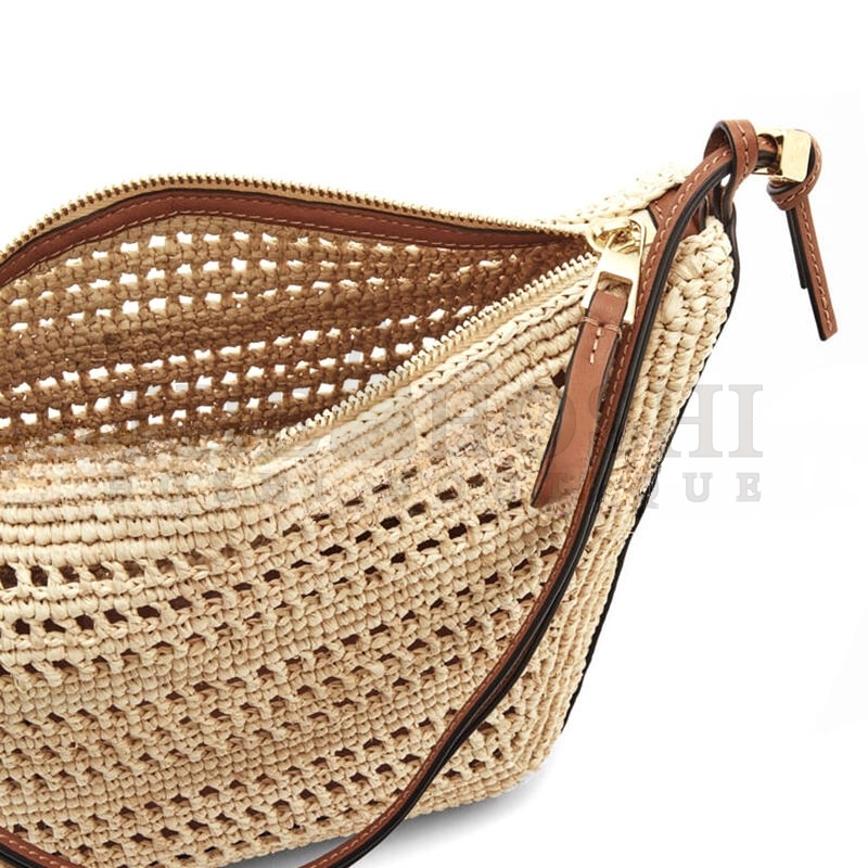 L0ew* MINI HAMMOCK HOBO IN RAFFIA AND CALFSKIN A538G13X09-658 (28*17*9.5cm) Master Quality