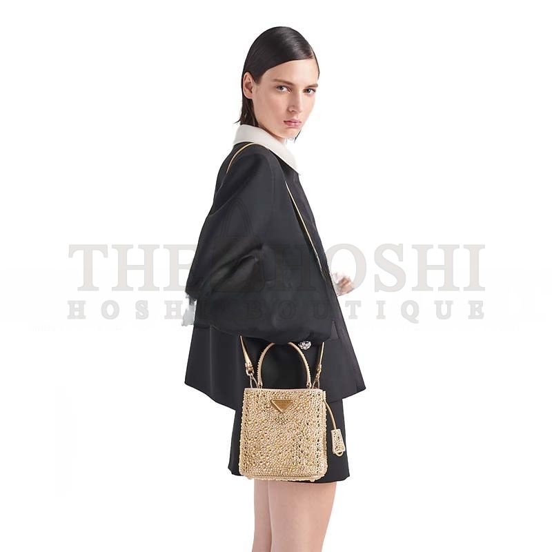 Pra*a PANIER SATIN BAG WITH CRYSTALS 1BA373 (16*15*9.5cm) Master Quality