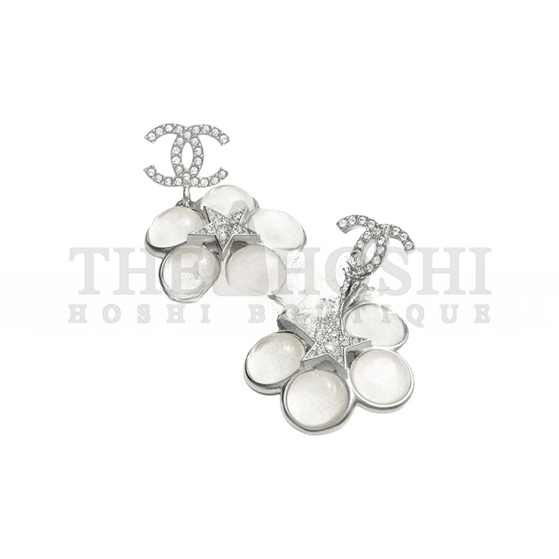 Ch**el STAR FLOWER CRYSTAL EARRINGS SILVER ABE285 Master Quality