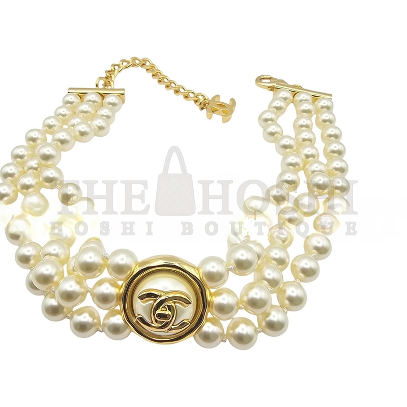 Ch**el CC FAUX PEARL GOLD CHOKER ABE253 Master Quality