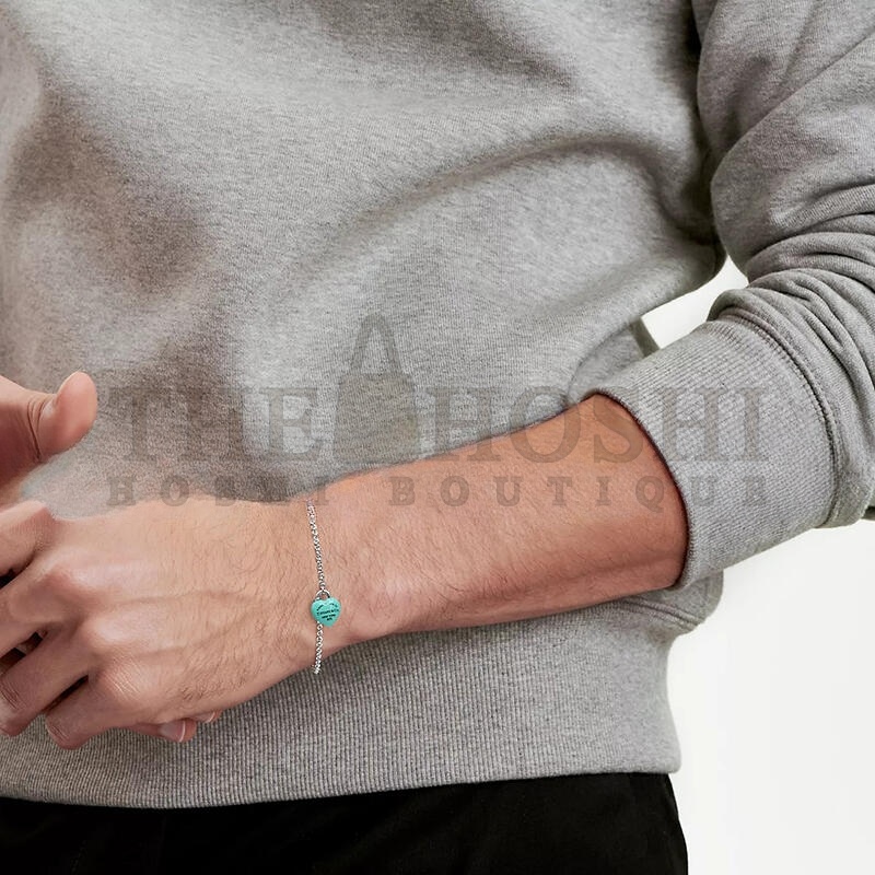 T*f*ny FULL HEART BRACELET PURE SILVER WITH T*f*ny BLUE ACCENTS 74956793 Master Quality