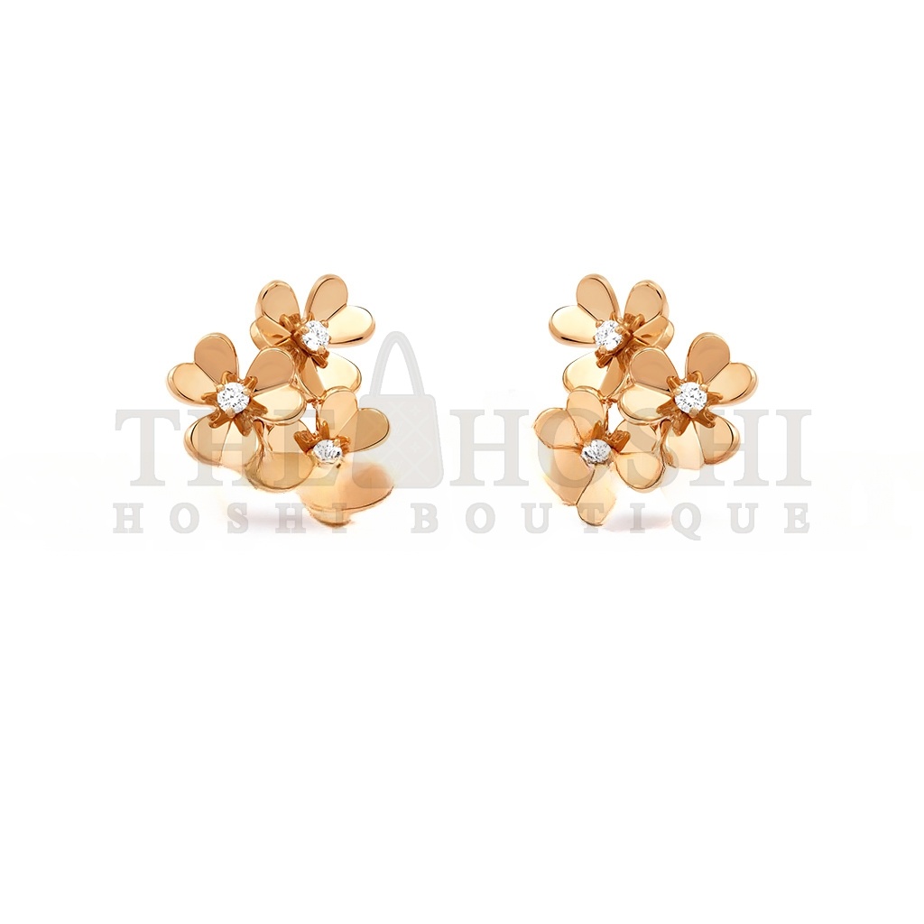 V*n Cl**f ARPELS FRIVOLE EARRINGS, 3 FLOWERS, MINI MODEL VCARP2NL00 Master Quality