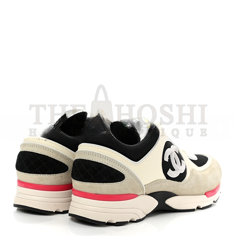 Ch**el SNEAKERS CALFSKIN, MESH & SUEDE CALFSKIN IVORY, BLACK & BEIGE G39066 Y55828 K4292 Master Quality